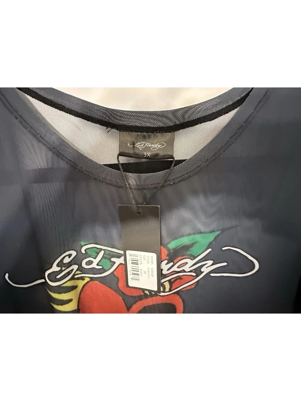 NWTS Ed Hardy Swim Black Dragon Heart By Christian Audigier Mesh Cover Up Small.